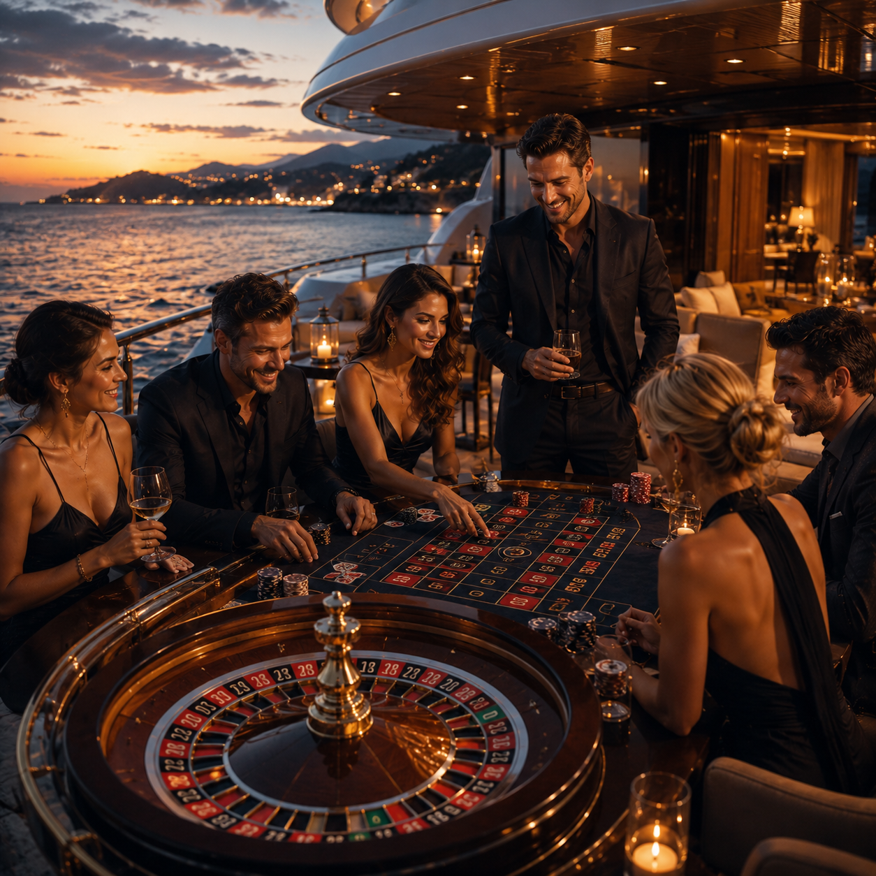 Wedding evening entertainment with gaming tables