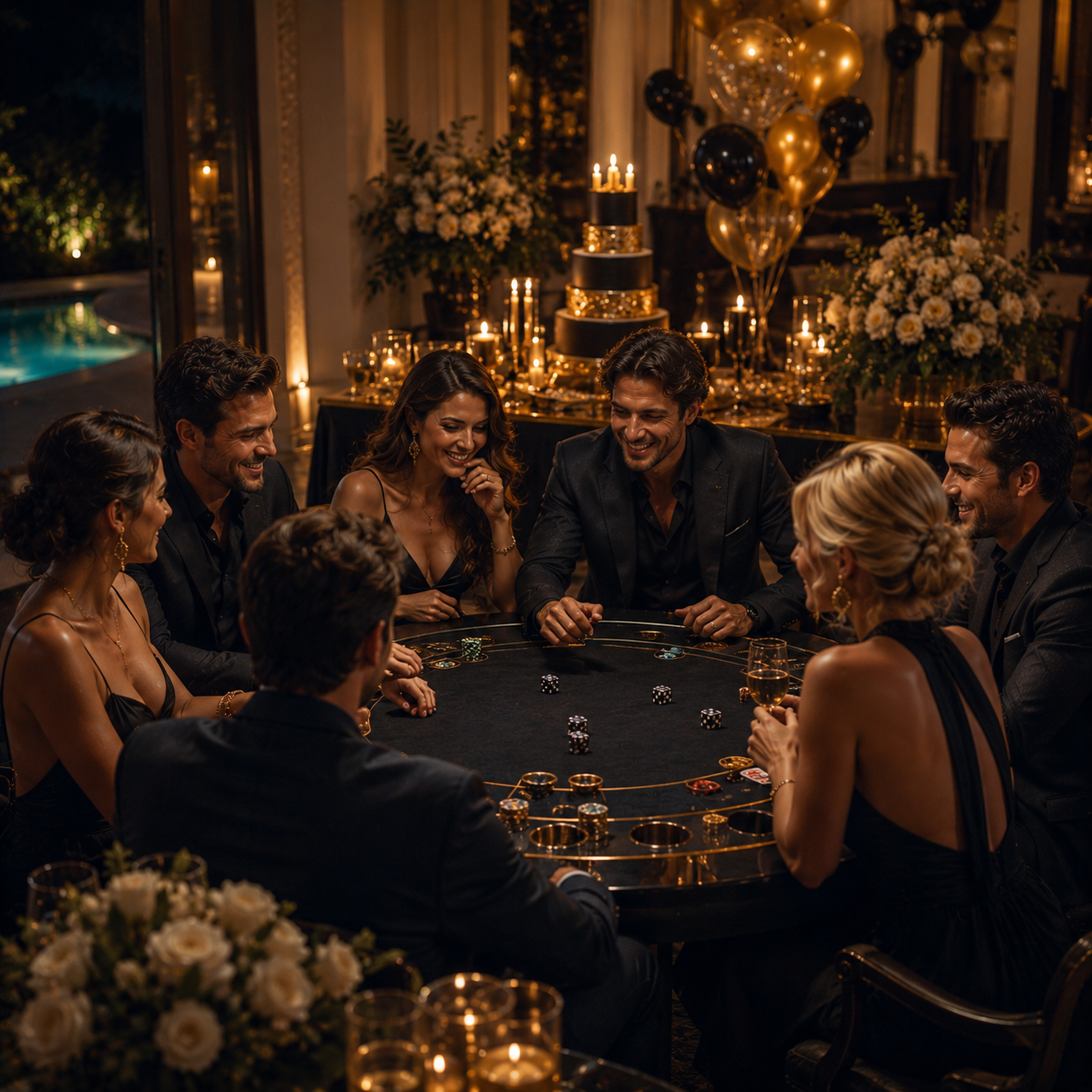 Dice table at an evening occasion